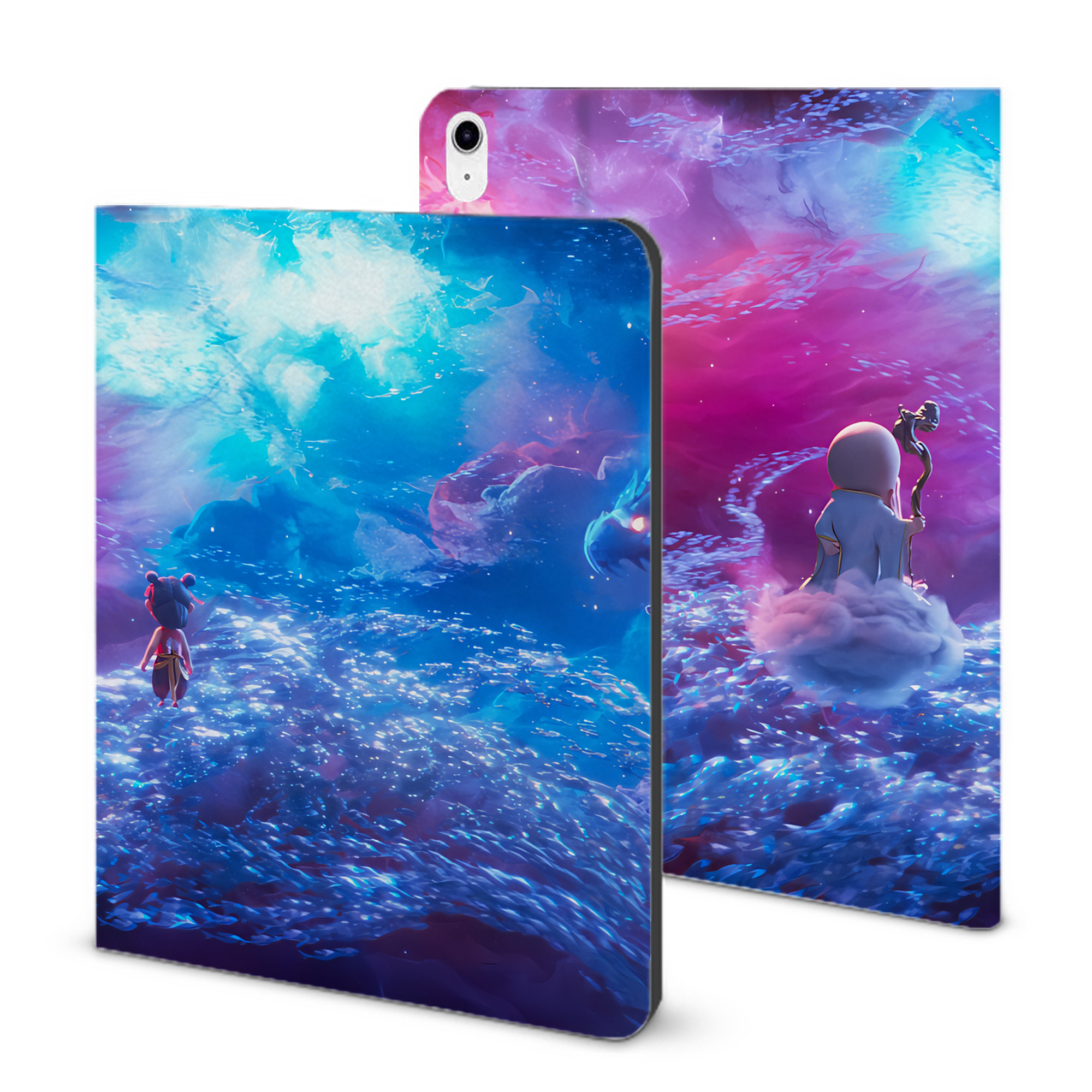（画像用） Ne Zha 2 ナタ 魔童の大暴れ IPad ケース ブック型 PUレザー TPU 耐衝撃 軽量 薄型 ペン収納なし 全面保護 IPad 各モデル対応